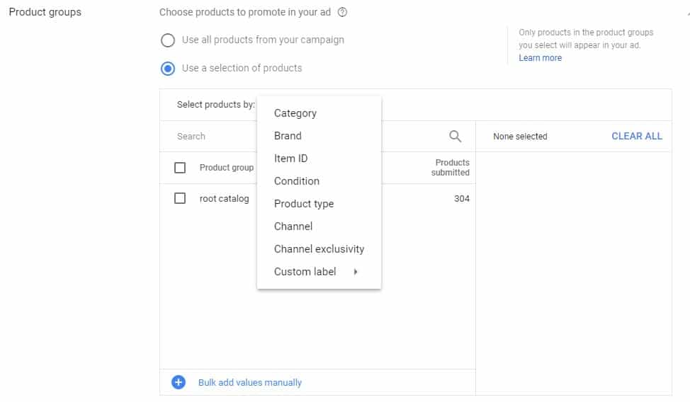 adwords product groups