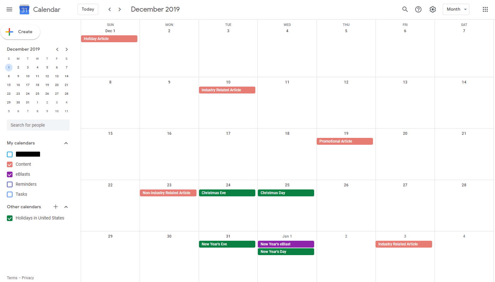 content calendar - seo agency