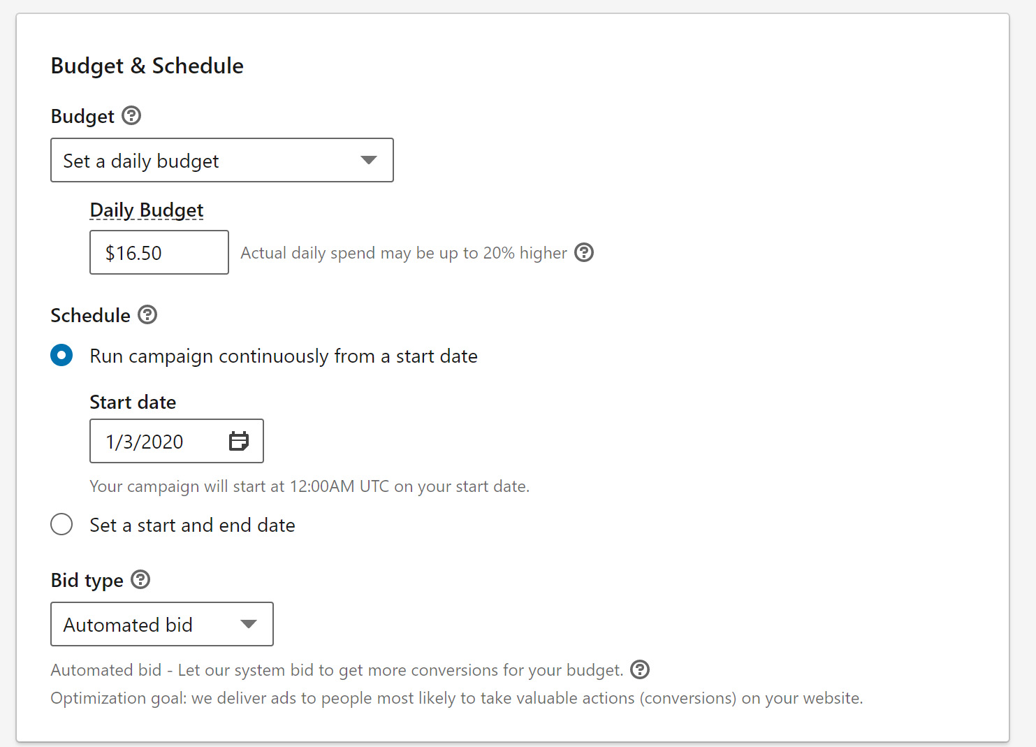 linkedin ad budget schedule