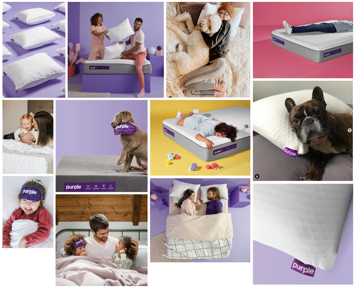 purple mattress mood board