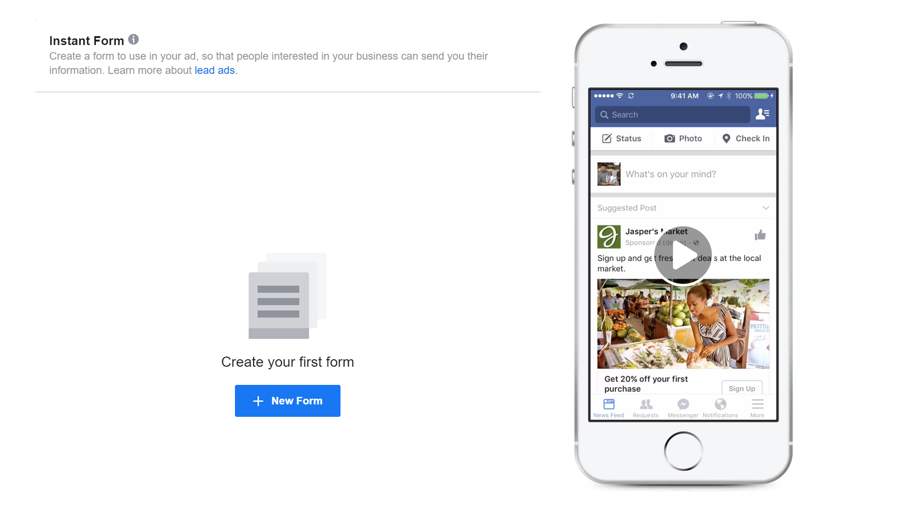 facebook ads instant form