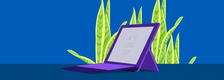 laptop with plant - transition to eco-friendly