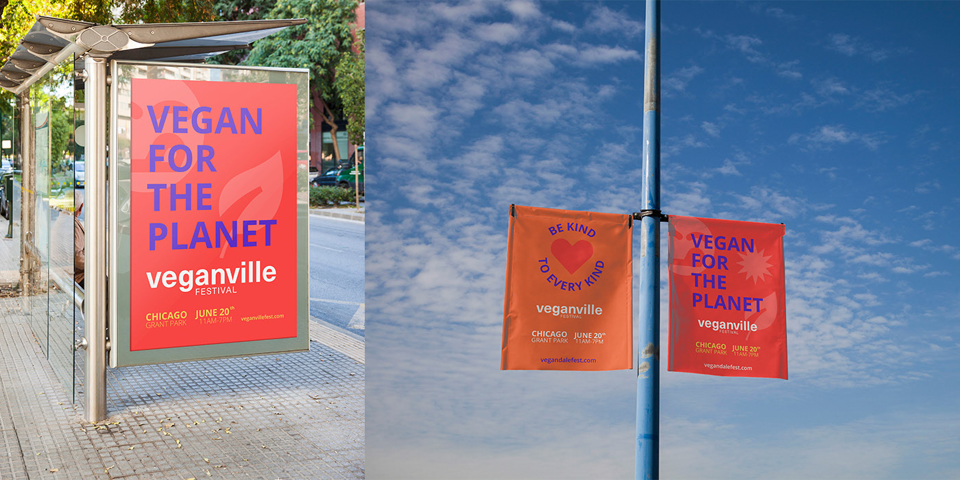 veganville branding banners