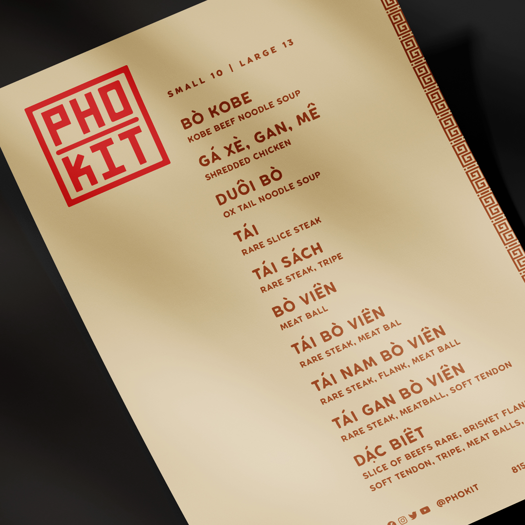 pho kit menu design - branding agency, Web Development Rockford, PPC Management