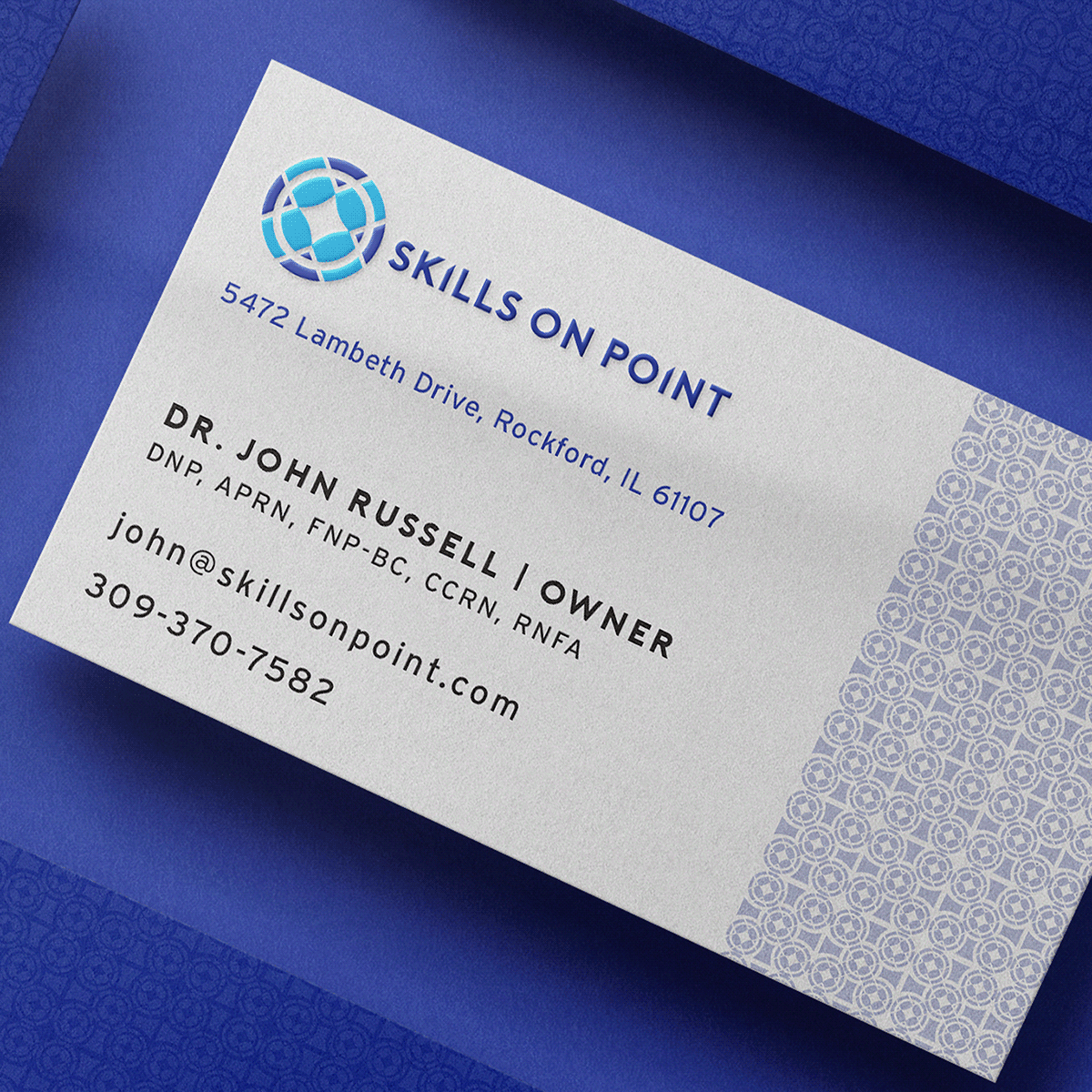 business card example - skills on point Crockford, Web Development Rockford, PPC Management