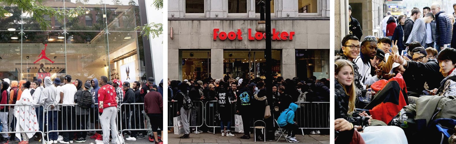 crowd outside foot locker - brand identity vs. logo design
