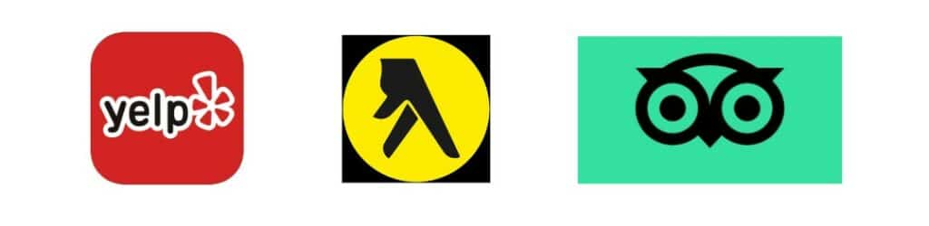 Yelp, Yellow Pages, TripAdvisor logos