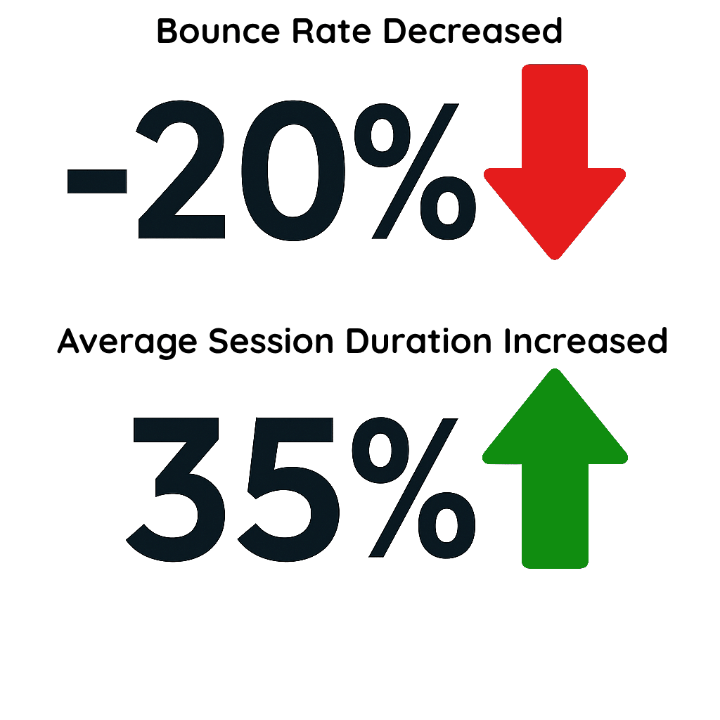 seo and web development bounce rate and average sessions